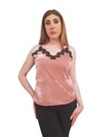 Fracomina top in ciniglia e pizzo rosa fr23wt2006w597g1-r22