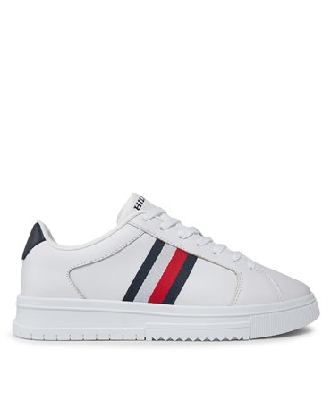 Tommy Hilfiger sneakers uomo bianco in pelle supercup leather stripes