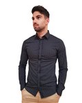 Calvin Klein camicia slim fit nera rigata Stainshield Strip k10k110917-0gn