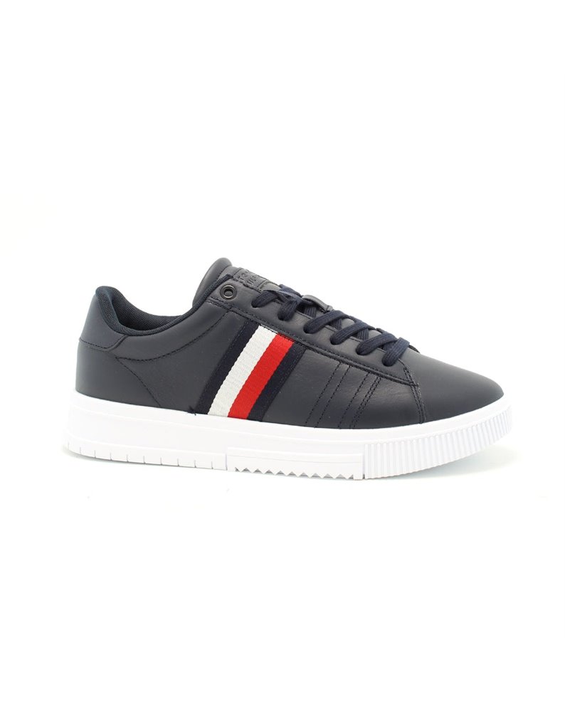 Tommy Hilfiger sneakers uomo blue in pelle supercup leather fm0fm04706dw5