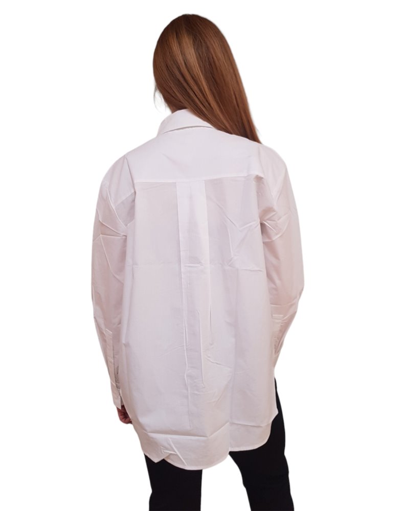 Tommy Hilfiger camicia donna bianca oversize con bandierina ricamata