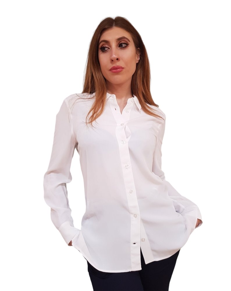 Tommy Hilfiger camicia donna bianca in crep di viscosa regular fit