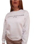 Tommy Hilfiger felpa donna bianca modern signature con logo ww0ww39791ycf