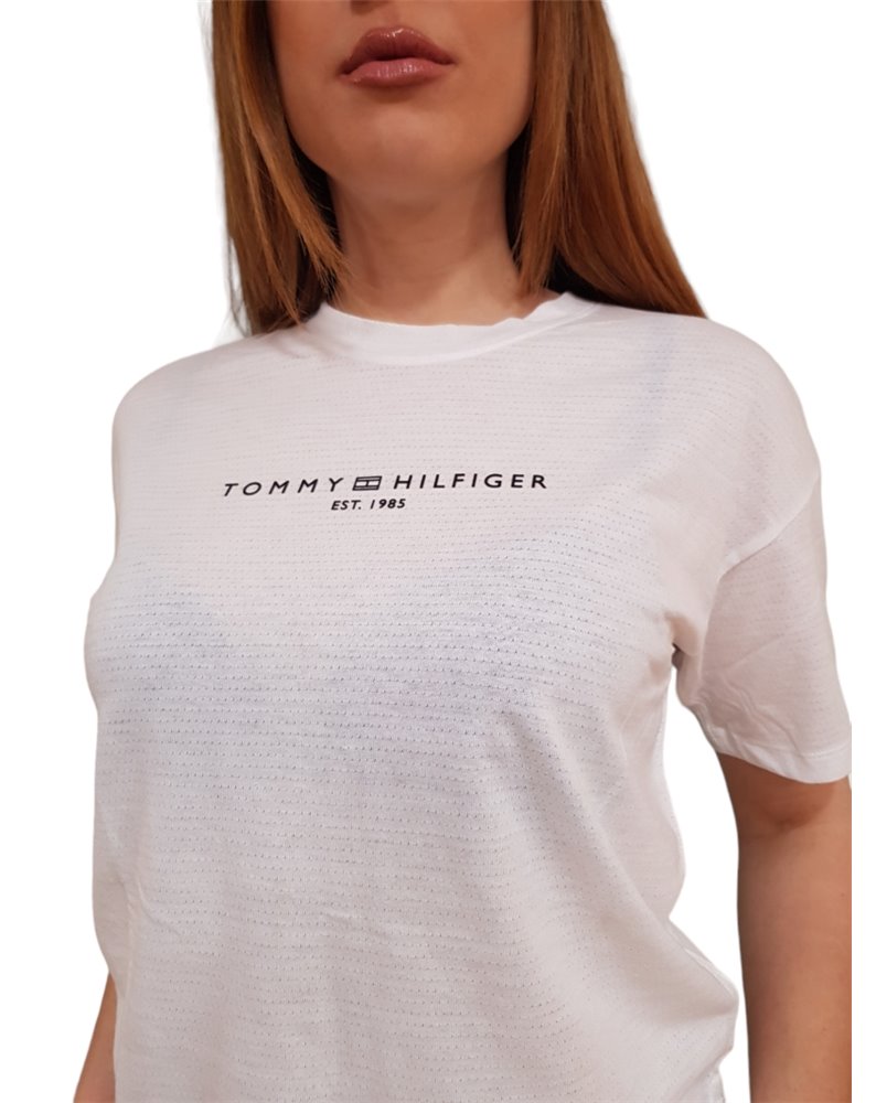 Tommy Hilfiger t shirt donna sport essential relaxed con logo optical white