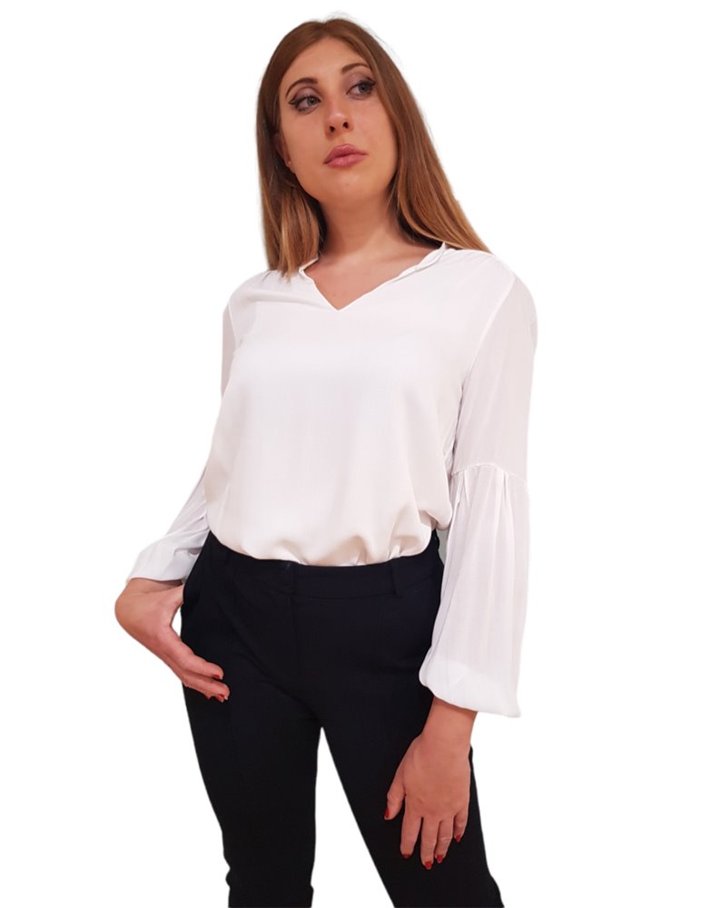 Fracomina blusa scollo a v crema