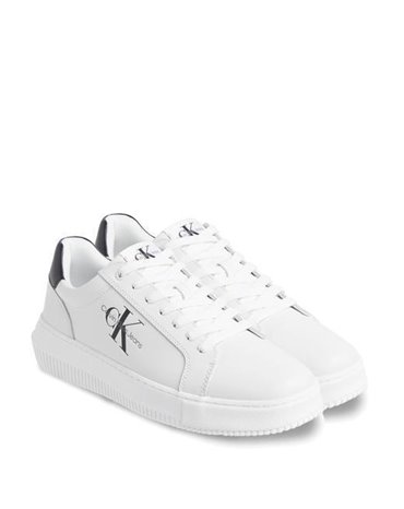 Calvin Klein Jeans sneakers bianca e nera in pelle Chunky cupsole monologo