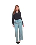 Tommy Hilfiger pantaloni donna relaxed fit a righe bianco e verde ww0ww41589-0cd