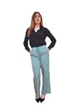 Tommy Hilfiger pantaloni donna relaxed fit a righe bianco e verde ww0ww41589-0cd