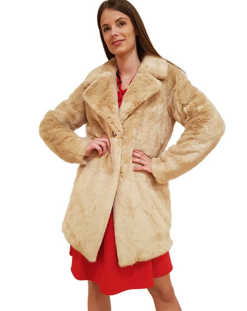 Cappotto effetto pelliccia Gaudi beige 