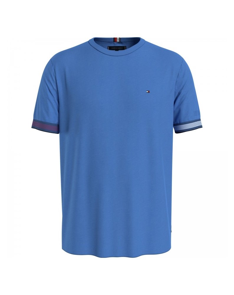 Tommy Hilfiger t shirt uomo blu elettrico con bandierina mw0mw34430-c30