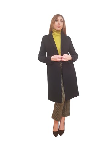 Tommy Hilfiger cappotto donna nero monopetto classics in lana 