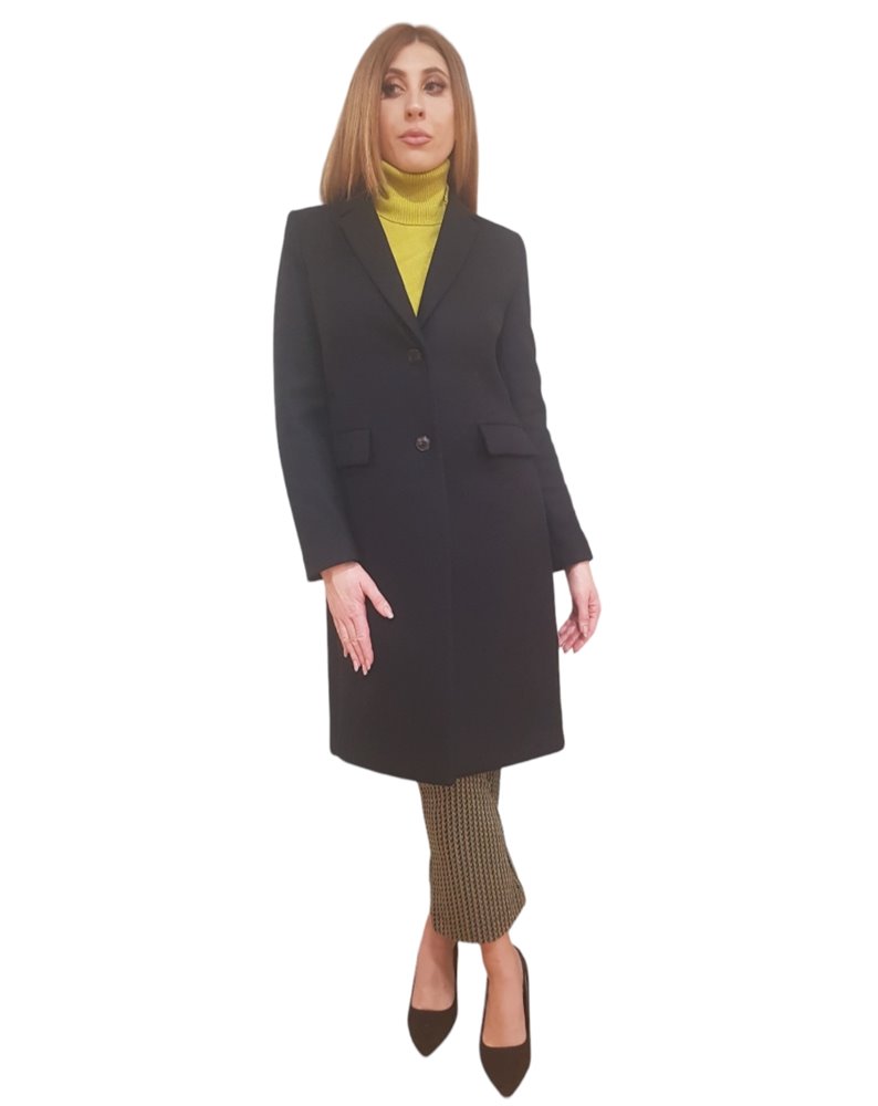 Tommy Hilfiger cappotto donna nero monopetto classics in lana 