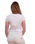 Gaudi t shirt donna bianca con stampa e applicazione di perline