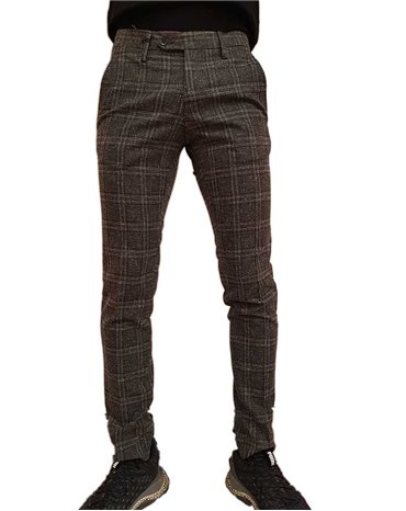 Pantalone skinny Roberto P Luxury a quadri con banda laterale grigio nero