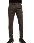 Pantalone skinny Roberto P Luxury a quadri con banda laterale grigio nero