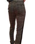 Pantalone skinny Roberto P Luxury a quadri con banda laterale grigio nero