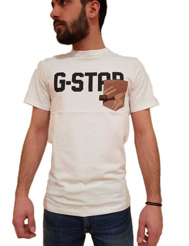 T shirt G-Star Raw Gsraw Allover Pocket bianca 