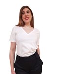 Tommy Hilfiger t shirt bianca con bandierina scollo a v modern regular