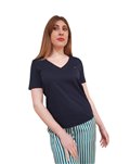 Tommy Hilfiger t shirt blue con bandierina scollo a v modern regular