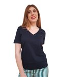 Tommy Hilfiger t shirt blue con bandierina scollo a v modern regular