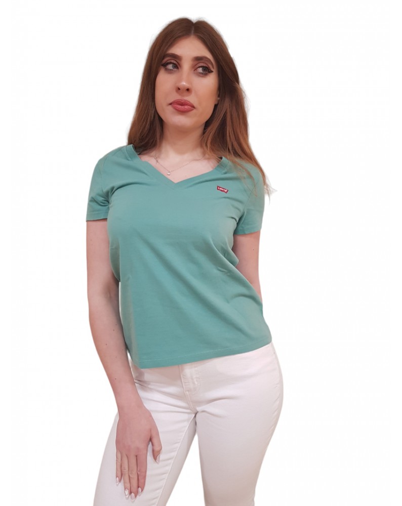 Levi’s t shirt verde scollo a v the perfect 85341-0072