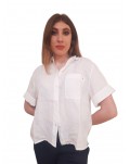 Tommy Hilfiger camicia donna bianca relaxed in lino manica corta ww0ww41392-ycf