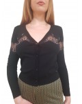 Gaudi cardigan donna nero con pizzo 321fd53017-2001