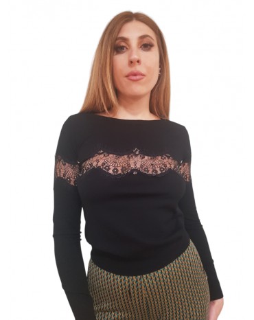 Gaudi maglia donna nera con pizzo 321fd53016-2001