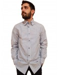 Trussardi camicia in popeline regular fit a righe blue