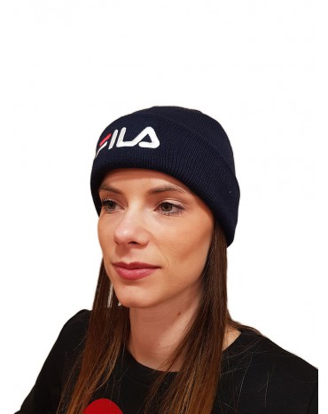 Cappello Fila ragazza blue Beanie 686035 logo lineare ricamato