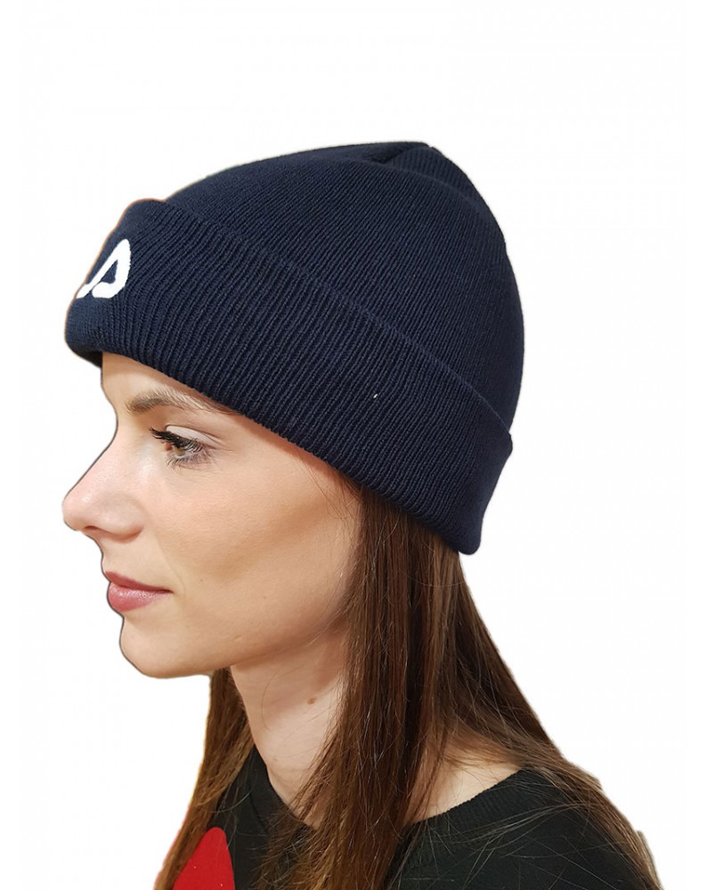 Cappello Fila ragazza blue Beanie 686035 logo lineare ricamato