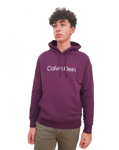 Calvin Klein felpa con cappuccio hero logo italian plum k10k111345vds