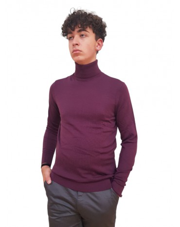 Calvin Klein maglia viola a collo alto in lana merino k10k110420vds