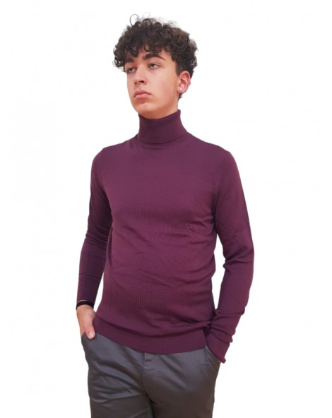 Calvin Klein maglia viola a collo alto in lana merino k10k110420vds