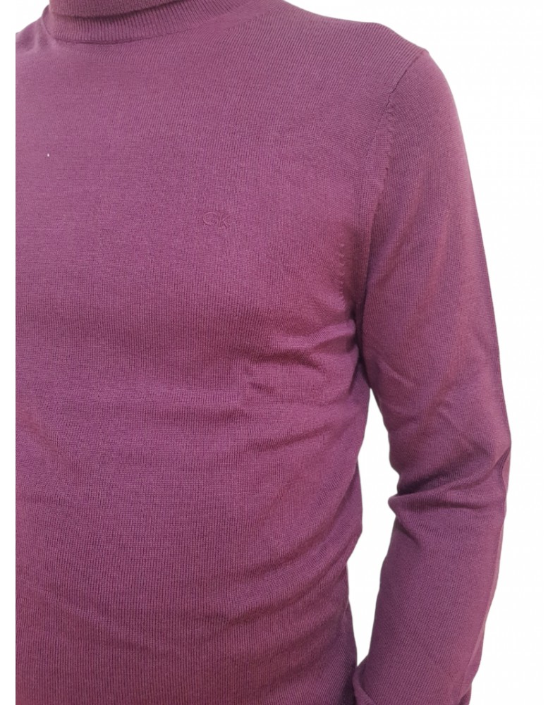 Calvin Klein maglia viola a collo alto in lana merino k10k110420vds