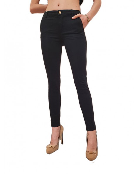 Fracomina pantalone slim chinos nero