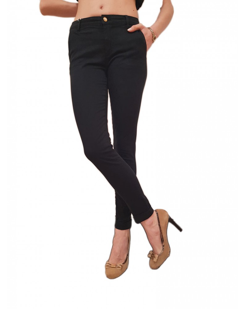 Fracomina pantalone slim chinos nero