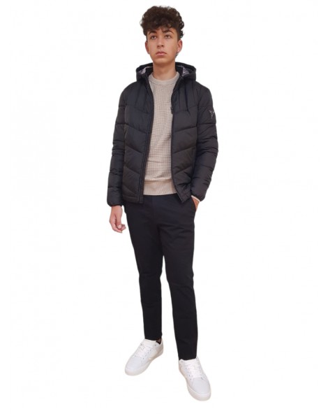 Guess piumino uomo nero con cappuccio puffa m3yl45wfhg2-jblk