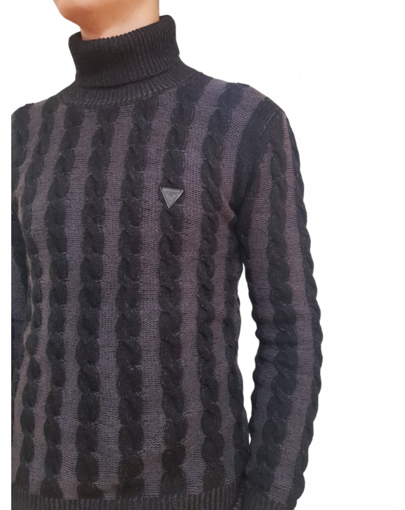 Guess maglia uomo collo alto Arkel grigio e nero