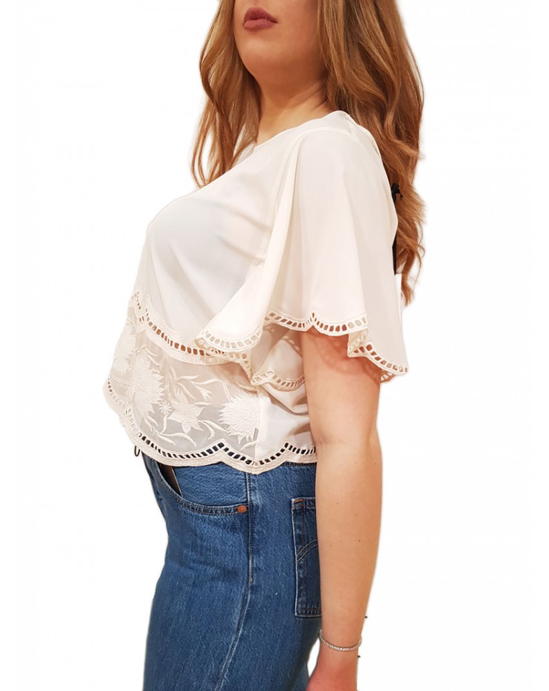 Gaudi blusa con ricamo crema