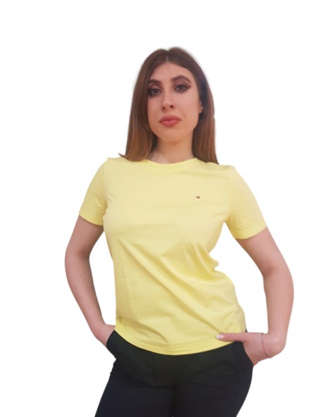 Tommy Hilfiger t shirt con bandierina ricamata yellow tulip modern regular