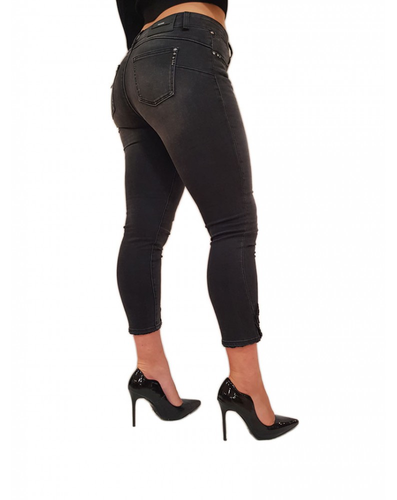 Fracomina jeans nero skinny cropped push up in denim lavaggio scuro