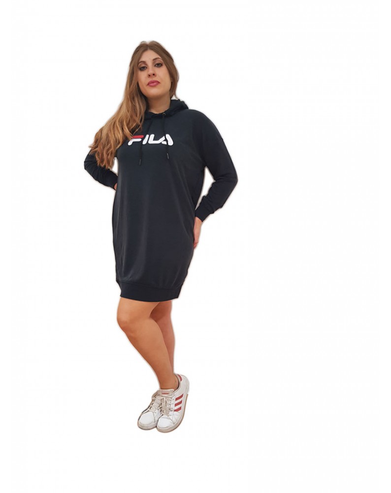 Fila abito felpa nero con cappuccio Elish oversize