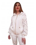 Fracomina felpa bianca donna con cappuccio fj24st9001f401e5-278