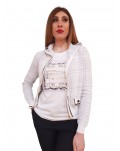 Fracomina cardigan con zip e cappuccio crema e nero fr24st8017k420q7-109