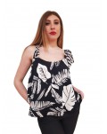 Fracomina top bianco e nero fantasia jungle fj24st2001w413r8-s39