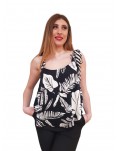 Fracomina top bianco e nero fantasia jungle fj24st2001w413r8-s39