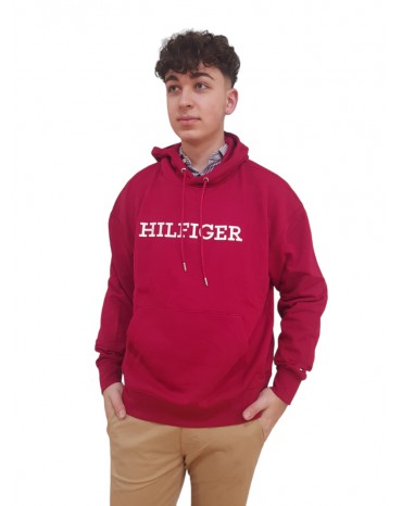 Tommy Hilfiger felpa rossa monotype embro con logo mw0mw33635-xjv