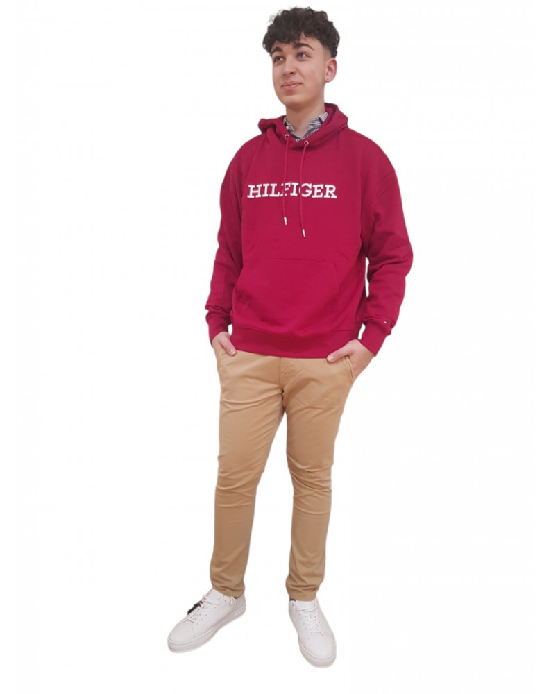 Tommy Hilfiger felpa rossa monotype embro con logo mw0mw33635-xjv