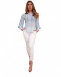 Fracomina camicia regular a righe lime fs23st6002w412n4-q68